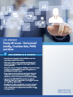 Timely HR Issues - Harassment Liability, Overtime Rule, PWFA and More image number 0