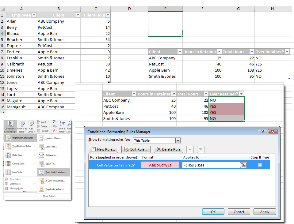 If-Then Conditional Formatting screenshot