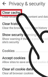 Under “Privacy settings”, select Clear cache
