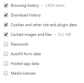 Select the items you want to clear