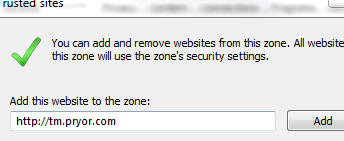 Enter the URL of your Trusted Site