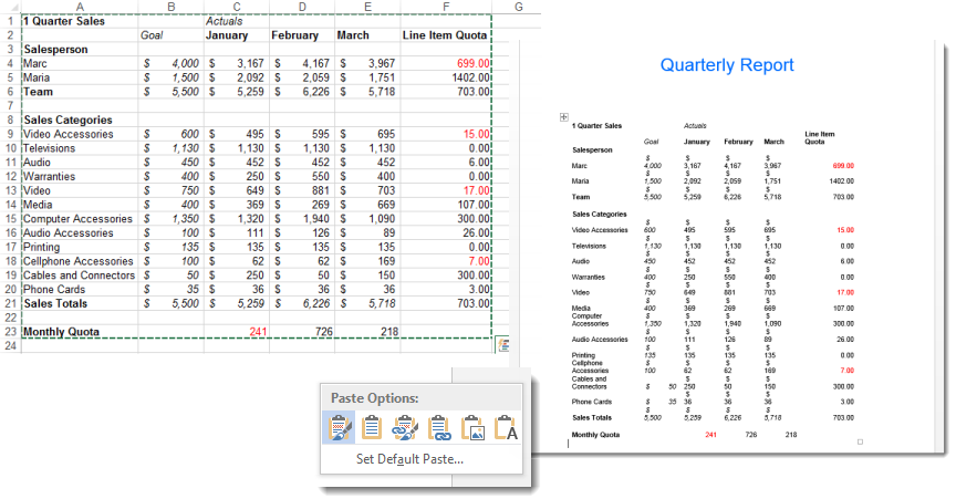 Export Worksheets to Word Screenshot One