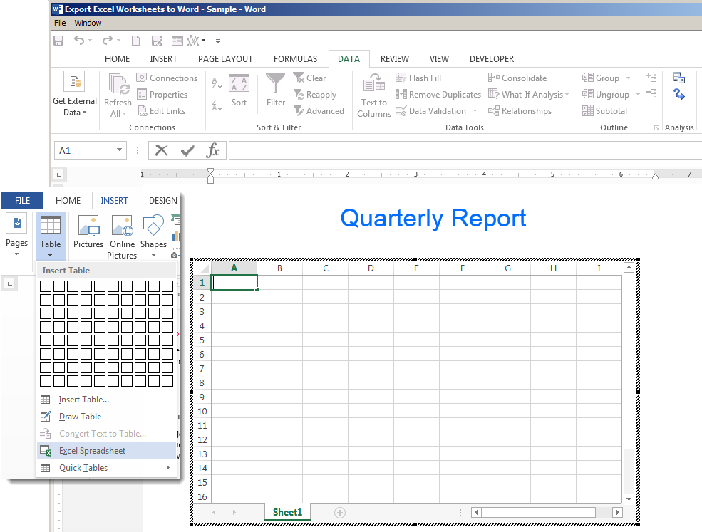 Excel Export Screenshot Quarterly Result